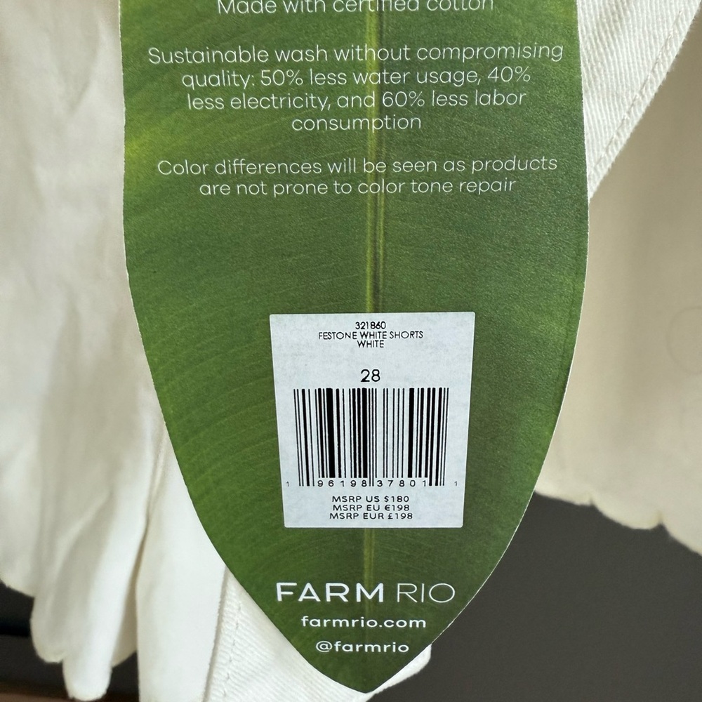 FARM Rio Festone off White Scalloped Women's Shorts • 28 • NWT - Picture 11 of 14